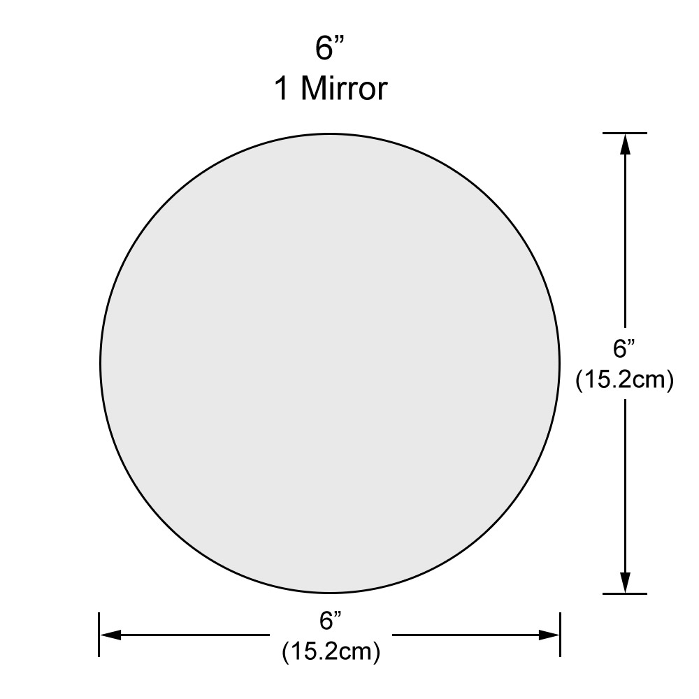 6 inch x 6 inch Plymor Round 5mm Beveled Etched Glass Mirror 